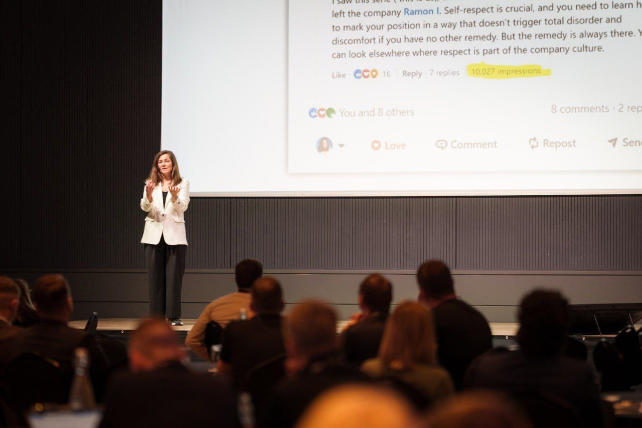 Ieva Drazniece speaking at Fortinet Baltic Summit 2025